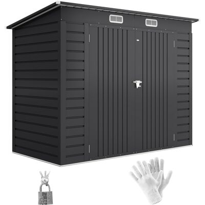 OEM Hangar À Outils De Jardin En Acier, Hangar À Outils, Portes Doubles, 249l X 121p X 166/183h Cm, Gris - Publicité OEM Hangar À Outils De Jardin En Acier, Hangar À Outils, Portes Doubles, 249l X 121p X 166/183h Cm, Gris - Publicité