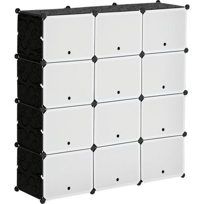 OEM Homcom Meuble De Rangement Meuble À Chaussures Modulable 12 Casiers Avec Portes Et Étagères - Dim. 125l X 32l X 125h Cm - Noir - Publicité OEM Homcom Meuble De Rangement Meuble À Chaussures Modulable 12 Casiers Avec Portes Et Étagères - Dim. 125l X 32l X 125h Cm - Noir - Publicité