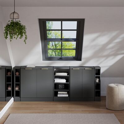 Ensembles De Meuble De Rangement Sous Pente Rion, Anthracite-or, 210cm Lot De 5 Caissons 60 Cm De Profondeur, Vicco - Publicité Ensembles De Meuble De Rangement Sous Pente Rion, Anthracite-or, 210cm Lot De 5 Caissons 60 Cm De Profondeur, Vicco - Publicité