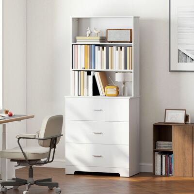 OEM Homcom Bibliothèque À 6 Niveaux Meuble De Rangement - 3 Tiroirs & 3 Étagères Ouvertes, 79x39,5x182,2cm, Blanc - Publicité OEM Homcom Bibliothèque À 6 Niveaux Meuble De Rangement - 3 Tiroirs & 3 Étagères Ouvertes, 79x39,5x182,2cm, Blanc - Publicité