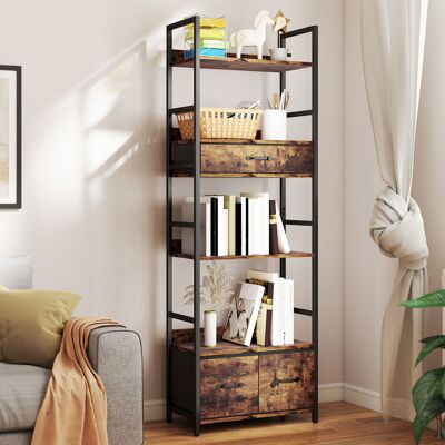 OEM Bibliothèque 6 Niveaux 3 Tiroirs 60x30x176 Cm Brun Rustique - Publicité OEM Bibliothèque 6 Niveaux 3 Tiroirs 60x30x176 Cm Brun Rustique - Publicité