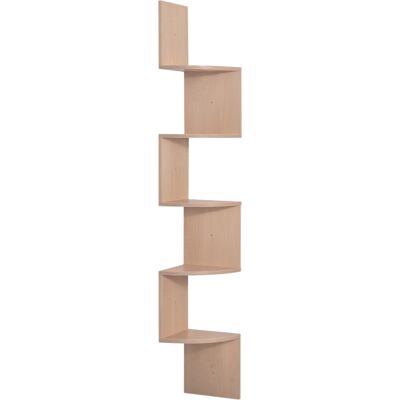 OEM Étagère De Angle Murale Rangement Forme Zigzag 20l X X 126h Cm 5 Niveaux Bois Chêne Clair - Publicité OEM Étagère De Angle Murale Rangement Forme Zigzag 20l X X 126h Cm 5 Niveaux Bois Chêne Clair - Publicité