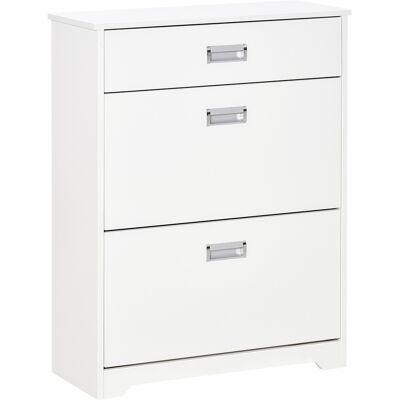OEM Meuble À Chaussures Avec 2 Tiroirs Rabattables Étagère Réglable + 1 Tiroir Jusqu'à 16 Paires 70l X 29l X 92h Blanc - Publicité OEM Meuble À Chaussures Avec 2 Tiroirs Rabattables Étagère Réglable + 1 Tiroir Jusqu'à 16 Paires 70l X 29l X 92h Blanc - Publicité