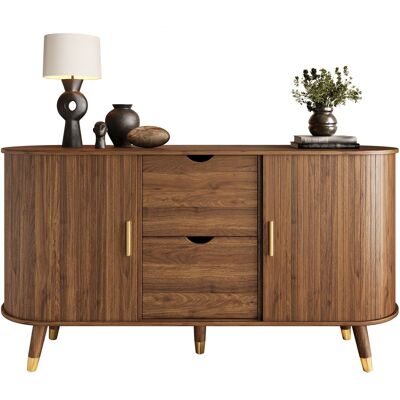 ACKERMAN Buffet À Grain Vertical, Deux Portes Coulissantes, Deux Tiroirs, Pieds En Bois Massif Et Meuble D'Angle Arrondi Pour Le Salon. Publicité ACKERMAN Buffet À Grain Vertical, Deux Portes Coulissantes, Deux Tiroirs, Pieds En Bois Massif Et Meuble D'Angle Arrondi Pour Le Salon. Publicité