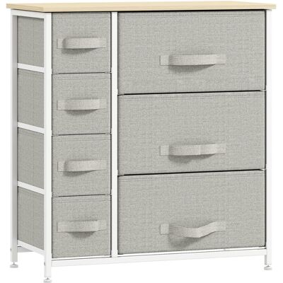 OEM Commode 7 Tiroirs En Tissu, Chiffonnier, Meuble De Rangement Moderne, Cadre En Acier, 63,5 X 30 X 71 Cm, Gris - Publicité OEM Commode 7 Tiroirs En Tissu, Chiffonnier, Meuble De Rangement Moderne, Cadre En Acier, 63,5 X 30 X 71 Cm, Gris - Publicité