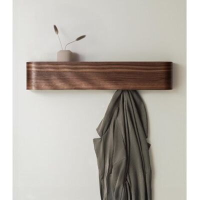 ABYSSE Porte-manteau Mural En Bois Design Moderne Avec Crochets Dissimulés Panneau En Placage De Bois Massif Noyer - Publicité ABYSSE Porte-manteau Mural En Bois Design Moderne Avec Crochets Dissimulés Panneau En Placage De Bois Massif Noyer - Publicité