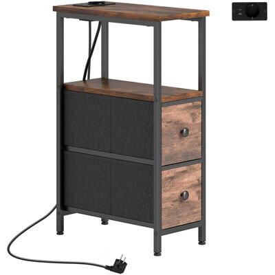 OEM Table Basse/table D'Appoint Avec Station De Recharge, Structure En Acier, 2 Tiroirs En Tissu, Compartiment Ouvert, 20 Cm X 40 Cm X 63 Cm, Marron Rustique - Publicité OEM Table Basse/table D'Appoint Avec Station De Recharge, Structure En Acier, 2 Tiroirs En Tissu, Compartiment Ouvert, 20 Cm X 40 Cm X 63 Cm, Marron Rustique - Publicité