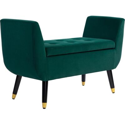 OEM Banquette Capitonnée Avec Espace De Rangement, Accoudoirs, Polyester Velouté, Bois D'Hévéa, 107 X 42 X 65 Cm, Verte - Publicité OEM Banquette Capitonnée Avec Espace De Rangement, Accoudoirs, Polyester Velouté, Bois D'Hévéa, 107 X 42 X 65 Cm, Verte - Publicité