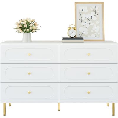 ACKERMAN Buffet, Commode À 6 Tiroirs, Niches Ovales, Pieds En Métal, Meuble De Rangement Moderne Pour Le Salon - Publicité ACKERMAN Buffet, Commode À 6 Tiroirs, Niches Ovales, Pieds En Métal, Meuble De Rangement Moderne Pour Le Salon - Publicité