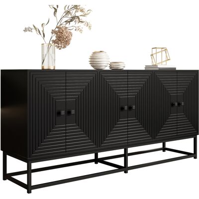 ACKERMAN Buffet Noir Moderne À 3 Portes Doubles, Grand Espace De Rangement Et Finition Mate – Élégant Meuble De Rangement Pour Le Salon, La Salle À Manger Et Le Bureau, Pour Une Organisation Pratique Au Quotid - Publicité ACKERMAN Buffet Noir Moderne À 3 Portes Doubles, Grand Espace De Rangement Et Finition Mate – Élégant Meuble De Rangement Pour Le Salon, La Salle À Manger Et Le Bureau, Pour Une Organisation Pratique Au Quotid - Publicité