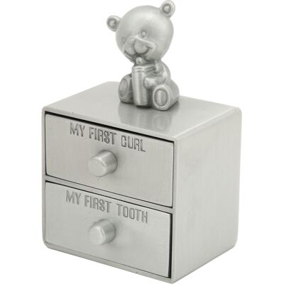 LBVIE Boîte À Dents En Métal En Forme D'Ours Mignon Avec 2 Tiroirs Pour Enfants, Cadeau Souvenir De Croissance, Collection De Bijoux (étain Ancien) - Publicité LBVIE Boîte À Dents En Métal En Forme D'Ours Mignon Avec 2 Tiroirs Pour Enfants, Cadeau Souvenir De Croissance, Collection De Bijoux (étain Ancien) - Publicité