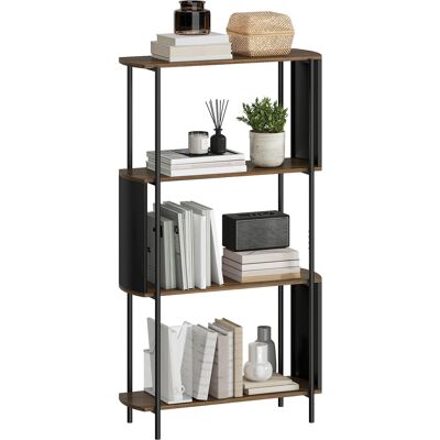 OEM Étagère De Rangement Bibliothèque 4 Niveaux Panneaux Latéraux Incurvés Cadre Acier 80 X 30 X 141 Cm Marron - Publicité OEM Étagère De Rangement Bibliothèque 4 Niveaux Panneaux Latéraux Incurvés Cadre Acier 80 X 30 X 141 Cm Marron - Publicité
