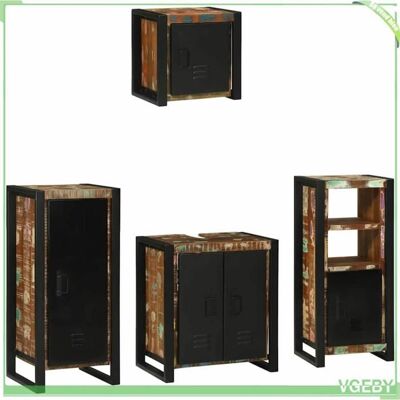 OEM Ensemble De Meubles De Salle De Bain 4 Pcs - Faf7291712428128 - Bois Recyclé Solide - Style Industriel - Marron - Publicité OEM Ensemble De Meubles De Salle De Bain 4 Pcs - Faf7291712428128 - Bois Recyclé Solide - Style Industriel - Marron - Publicité