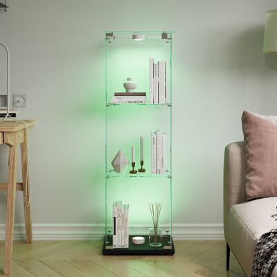 Adwolt - Vitrine En Verre - 3 Étagères Et 1 Porte -vitrine Avec Lumières Led - 40 X 35 X 123 Cm - Noir -pour Salon, Chambre - Publicité Adwolt - Vitrine En Verre - 3 Étagères Et 1 Porte -vitrine Avec Lumières Led - 40 X 35 X 123 Cm - Noir -pour Salon, Chambre - Publicité