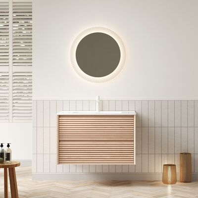 ALOVEZ Meuble-lavabo Mural De 81 Cm (avec Évier En Céramique Rectangulaire Blanc), Armoire En Contreplaqué À Motif Rayé (dotée De 2 Tiroirs), Préassemblée, Finition Imitation Bois Cèdre Et Noyer. Publicité ALOVEZ Meuble-lavabo Mural De 81 Cm (avec Évier En Céramique Rectangulaire Blanc), Armoire En Contreplaqué À Motif Rayé (dotée De 2 Tiroirs), Préassemblée, Finition Imitation Bois Cèdre Et Noyer. Publicité