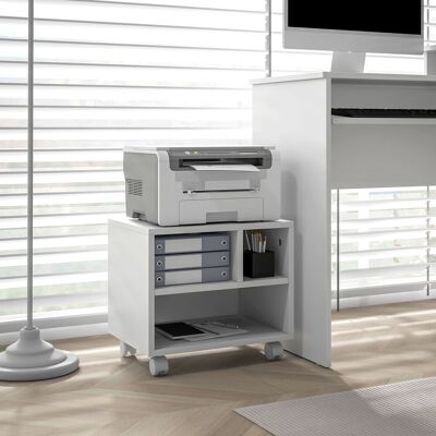 OEM Support D'Imprimante Meuble De Rangement Bureau Caisson 4 Compartiments Ouverts 40l X 30l X 36h Cm Blanc - Publicité OEM Support D'Imprimante Meuble De Rangement Bureau Caisson 4 Compartiments Ouverts 40l X 30l X 36h Cm Blanc - Publicité