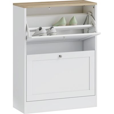 OEM Meuble À Chaussures 12 Paires, Meuble D'Entrée Avec 2 Tiroirs Rabattables Et Étagères Réglables, 60 X 23,5 X 80cm, Blanc - Publicité OEM Meuble À Chaussures 12 Paires, Meuble D'Entrée Avec 2 Tiroirs Rabattables Et Étagères Réglables, 60 X 23,5 X 80cm, Blanc - Publicité