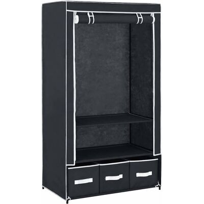 DESIGN IN Garde-robe Noir 87 X 49 X 159 Cm Tissu - Publicité DESIGN IN Garde-robe Noir 87 X 49 X 159 Cm Tissu - Publicité