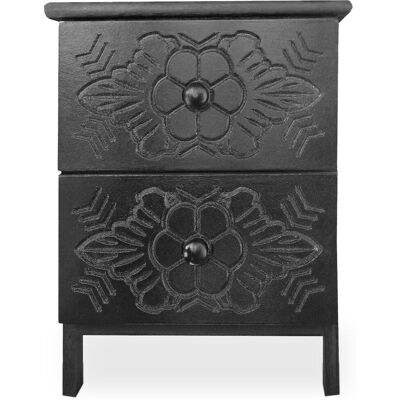 MENZZO Table De Chevet Sculptée Style Marocain Chevignon L36cm Bois Noir - Publicité MENZZO Table De Chevet Sculptée Style Marocain Chevignon L36cm Bois Noir - Publicité