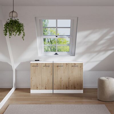 Ensembles De Meuble De Rangement Sous Pente Rion, Chêne Artisan, 210cm Lot De 5 Caissons 60 Cm De Profondeur, Vicco - Publicité Ensembles De Meuble De Rangement Sous Pente Rion, Chêne Artisan, 210cm Lot De 5 Caissons 60 Cm De Profondeur, Vicco - Publicité