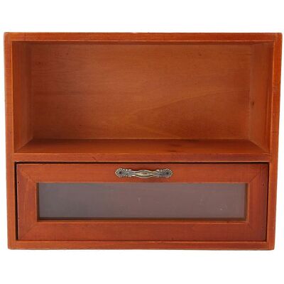 FLAMMKRAFT Organisateur De Table Vintage En Bois Massif, Vitrine De Bureau, Boîte De Rangement Avec Tiroir Transparent Pour La Cuisine - Publicité FLAMMKRAFT Organisateur De Table Vintage En Bois Massif, Vitrine De Bureau, Boîte De Rangement Avec Tiroir Transparent Pour La Cuisine - Publicité