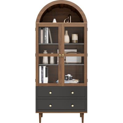 ACKERMAN Commode À Tiroirs Avec Étagères Réglables, Meuble De Rangement Rétro Moderne En Verre Courbé, Étagères Réglables, Buffet Luxueux - Publicité ACKERMAN Commode À Tiroirs Avec Étagères Réglables, Meuble De Rangement Rétro Moderne En Verre Courbé, Étagères Réglables, Buffet Luxueux - Publicité
