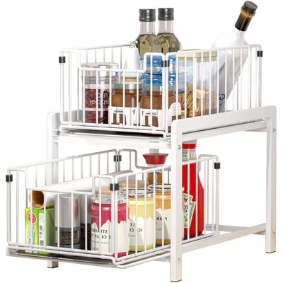 GRASSLIN Rangements Sous Evier 2 Niveaux Organisateur Coulissant Avec Tiroirs Porte-épices Pour Comptoir De Cuisine Salle Bain, Cuisine, Bureau (ordinaire, Blancblanc) Blancblanc Regular'regular Blancblanc'bla - Publicité GRASSLIN Rangements Sous Evier 2 Niveaux Organisateur Coulissant Avec Tiroirs Porte-épices Pour Comptoir De Cuisine Salle Bain, Cuisine, Bureau (ordinaire, Blancblanc) Blancblanc Regular'regular Blancblanc'bla - Publicité