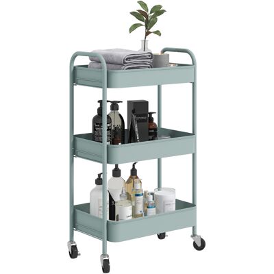 DEVOKO Chariot De Stockage Acier Trois Niveaux Rangement Polyvalent Maison, Bleu Clair - Publicité DEVOKO Chariot De Stockage Acier Trois Niveaux Rangement Polyvalent Maison, Bleu Clair - Publicité