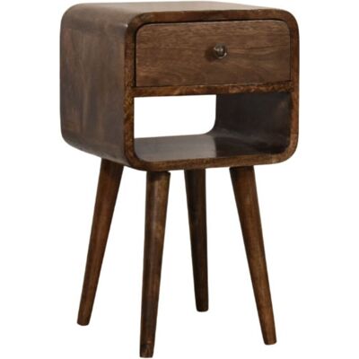 ACKERMAN Solid Wood Rounded Open Shelf Bedside,1 Drawer, Brown - Publicité ACKERMAN Solid Wood Rounded Open Shelf Bedside,1 Drawer, Brown - Publicité