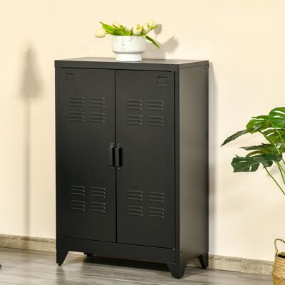 OEM Homcom Armoire De Rangement Métal Style Industriel - Garde-robe & Caisson À Dossiers, 2 Étagères, Noir - Publicité OEM Homcom Armoire De Rangement Métal Style Industriel - Garde-robe & Caisson À Dossiers, 2 Étagères, Noir - Publicité