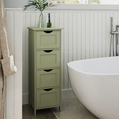 VASAGLE Meuble De Salle De Bain Sur Pied, Avec 4 Tiroirs, 30 X 30 X 82 Cm, Pour Salle De Bain, Salon, Salle À Manger, Cuisine, Style Moderne, Vert Olive - Publicité VASAGLE Meuble De Salle De Bain Sur Pied, Avec 4 Tiroirs, 30 X 30 X 82 Cm, Pour Salle De Bain, Salon, Salle À Manger, Cuisine, Style Moderne, Vert Olive - Publicité