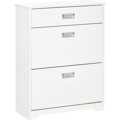 OEM Meuble À Chaussures Avec 2 Tiroirs Rabattables Étagère Réglable + 1 Tiroir Jusqu'à 16 Paires 70l X 29l X 92h Blanc - Publicité OEM Meuble À Chaussures Avec 2 Tiroirs Rabattables Étagère Réglable + 1 Tiroir Jusqu'à 16 Paires 70l X 29l X 92h Blanc - Publicité
