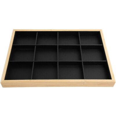 LAVVE Plateau À Bijoux À 12 Compartiments En Cuir Pu Noir Pour Femmes Et Filles - Publicité LAVVE Plateau À Bijoux À 12 Compartiments En Cuir Pu Noir Pour Femmes Et Filles - Publicité