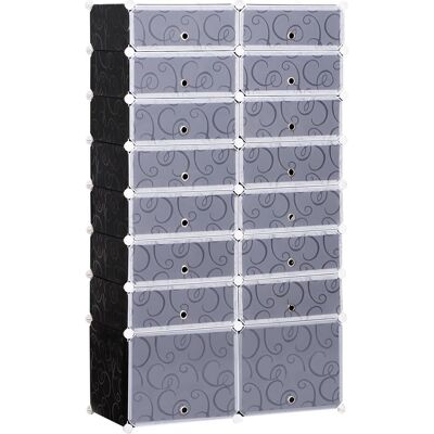 OEM Armoire À Chaussures Modulable Range Chaussures L 95 X L 37 X H 160 Cm 14 Cubes Rectangulaires Et 2 Grands Cubes Noir Et Blanc En Plastique - Publicité OEM Armoire À Chaussures Modulable Range Chaussures L 95 X L 37 X H 160 Cm 14 Cubes Rectangulaires Et 2 Grands Cubes Noir Et Blanc En Plastique - Publicité