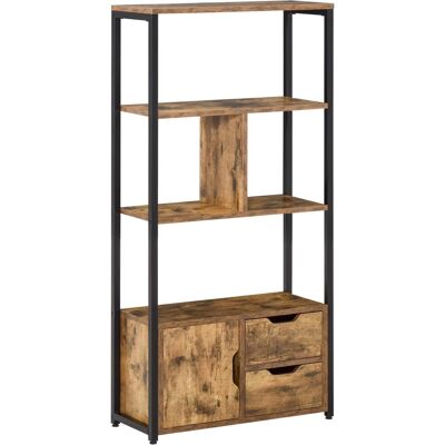 OEM Bibliothèque De Style Industriel Avec Armoire Et 2 Tiroirs Pour Livres Et Rangement, 58 X 24 X 122 Cm, Marron Rustique - Publicité OEM Bibliothèque De Style Industriel Avec Armoire Et 2 Tiroirs Pour Livres Et Rangement, 58 X 24 X 122 Cm, Marron Rustique - Publicité