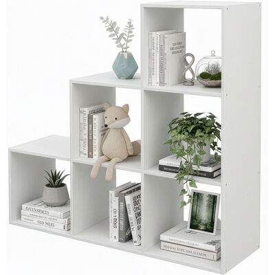 Relaxdays Étagère En Escalier 6 Niveaux Hxlxp 97,5x97,5x29 Cm Pour Combles Bibliothèque Salon Séparateur De Pièce Blanc - Publicité Relaxdays Étagère En Escalier 6 Niveaux Hxlxp 97,5x97,5x29 Cm Pour Combles Bibliothèque Salon Séparateur De Pièce Blanc - Publicité