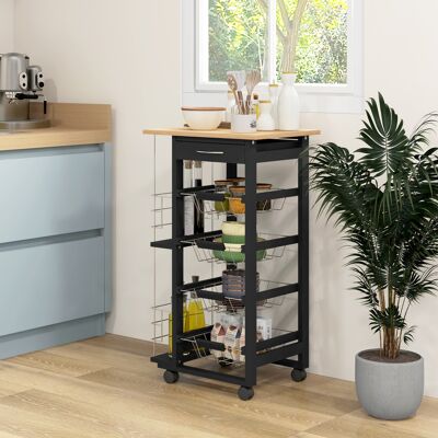 OEM Chariot De Cuisine À Roulettes, Chariot Multifonction Avec Tiroir, 4 Paniers Et Étagères Métalliques Amovibles, 47 X 37 X 83 Cm, Noir - Publicité OEM Chariot De Cuisine À Roulettes, Chariot Multifonction Avec Tiroir, 4 Paniers Et Étagères Métalliques Amovibles, 47 X 37 X 83 Cm, Noir - Publicité