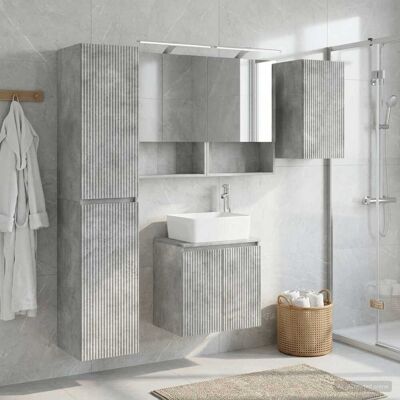Ensemble D'Armoire De Salle De Bain 5 Pcs Gris Béton Vidaxl - Publicité Ensemble D'Armoire De Salle De Bain 5 Pcs Gris Béton Vidaxl - Publicité