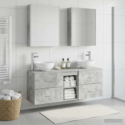 Ensemble D'Armoire De Salle De Bain 5 Pcs Gris Béton Vidaxl - Publicité Ensemble D'Armoire De Salle De Bain 5 Pcs Gris Béton Vidaxl - Publicité