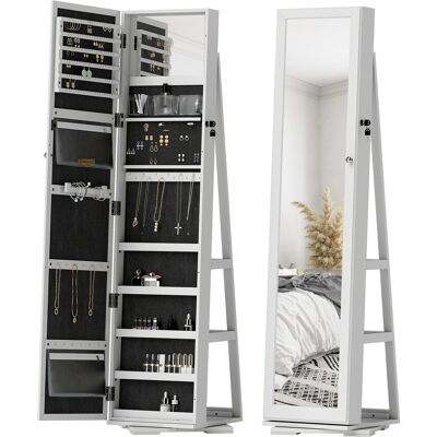 ARRIGONI Armoire À Bijoux Pivotante Verrouillable Boîte À Bijoux Avec Miroir - Armoire Bijoux Multi-rangement - En Bois Blanc - Publicité ARRIGONI Armoire À Bijoux Pivotante Verrouillable Boîte À Bijoux Avec Miroir - Armoire Bijoux Multi-rangement - En Bois Blanc - Publicité
