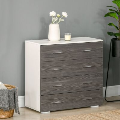 OEM Homcom Commode De Rangement (76x35x72cm) Avec 4 Tiroirs Coulissants, Style Contemporain Élégant, Finition Bicolore Blanc Et Gris, Meuble De Rangement Pour Chambre Et Salon - Publicité OEM Homcom Commode De Rangement (76x35x72cm) Avec 4 Tiroirs Coulissants, Style Contemporain Élégant, Finition Bicolore Blanc Et Gris, Meuble De Rangement Pour Chambre Et Salon - Publicité