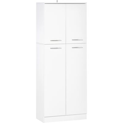 ARRIGONI Armoire Multiusage 4 Portes Avec Etageres Reglables Mdf 59x31x155 Cm Blanc - Publicité ARRIGONI Armoire Multiusage 4 Portes Avec Etageres Reglables Mdf 59x31x155 Cm Blanc - Publicité