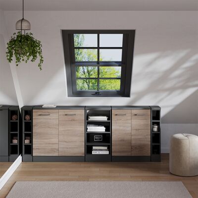 Ensembles De Meuble De Rangement Sous Pente Rion, Sonoma, 210cm Lot De 5 Caissons 60 Cm De Profondeur, Vicco - Publicité Ensembles De Meuble De Rangement Sous Pente Rion, Sonoma, 210cm Lot De 5 Caissons 60 Cm De Profondeur, Vicco - Publicité