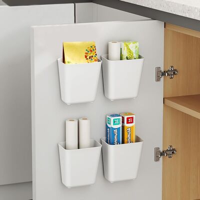OEM Lot De 4 Boîtes De Rangement Murales Adhésives Pour Porte D'Armoire, Cuisine, Salle De Bain, Réfrigérateur, Petits Objets - Publicité OEM Lot De 4 Boîtes De Rangement Murales Adhésives Pour Porte D'Armoire, Cuisine, Salle De Bain, Réfrigérateur, Petits Objets - Publicité