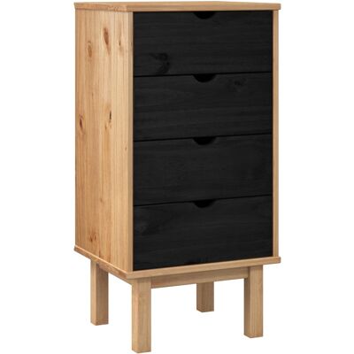 Vidaxl Chest Of Drawers Otta Black 45 X 39 X 90 Cm Solid Pine Wood - Publicité Vidaxl Chest Of Drawers Otta Black 45 X 39 X 90 Cm Solid Pine Wood - Publicité