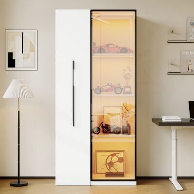 LIBERTÉ Vitrine Multifonction 160cm Verre Trempé Cadre Alu Led Tiroir Latéral Roulettes - Publicité LIBERTÉ Vitrine Multifonction 160cm Verre Trempé Cadre Alu Led Tiroir Latéral Roulettes - Publicité