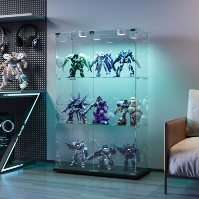 Adwolt - Vitrine En Verre - 3 Étagères Et 2 Porte -vitrine Avec Lumières Led - 78-5 X 35 X 123 Cm - Noir -pour Salon- Chambre - Publicité Adwolt - Vitrine En Verre - 3 Étagères Et 2 Porte -vitrine Avec Lumières Led - 78-5 X 35 X 123 Cm - Noir -pour Salon- Chambre - Publicité