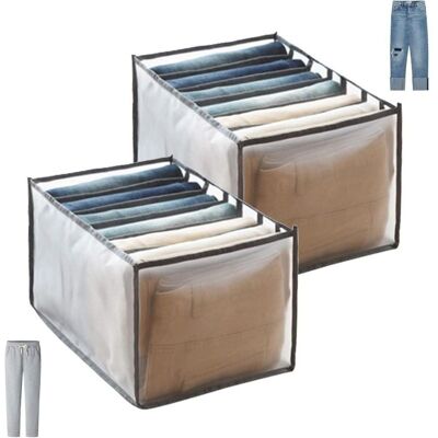 OEM 2 Pcs Jeans Organisateur Rangement Pantalon De Tiroir Armoire Pliable En Maille, Séparateurs De Boîte Placard De Penderie Grande Capacité Pour Rangement À Tiroirs Vetement Pantalon Gris - Publicité OEM 2 Pcs Jeans Organisateur Rangement Pantalon De Tiroir Armoire Pliable En Maille, Séparateurs De Boîte Placard De Penderie Grande Capacité Pour Rangement À Tiroirs Vetement Pantalon Gris - Publicité