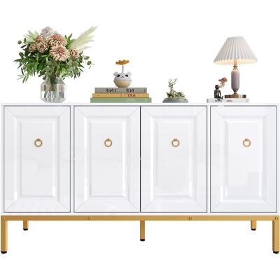 ACKERMAN Buffet, Meuble De Rangement Laqué Brillant, Poignées Et Pieds Dorés, Avec Étagères. 140 × 80 × 40 Cm - Publicité ACKERMAN Buffet, Meuble De Rangement Laqué Brillant, Poignées Et Pieds Dorés, Avec Étagères. 140 × 80 × 40 Cm - Publicité
