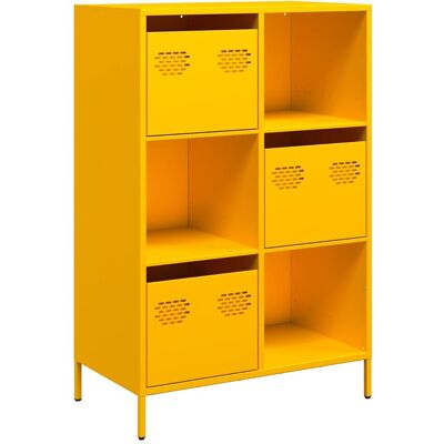 Maison La Vie - Buffet Haut Pour Salon - Meuble De Rangement Jaune Moutarde 68x39x103,5 Cm Acier Bu1459 - Publicité Maison La Vie - Buffet Haut Pour Salon - Meuble De Rangement Jaune Moutarde 68x39x103,5 Cm Acier Bu1459 - Publicité